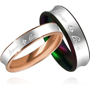 Fashion 2-Tones Forever Love Wedding Band Engagement Rings Couples Matching Jewelry for Lovers