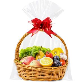 Cupplation Cellophane Cello Bags,24x30 inches,15 PACK, Clear Cellophane Wrap Bags, Packaging Bags for Gift Baskets, Presents, Wine Bottles, Bridal/Baby Showers and More, Ribbon NOT Included
