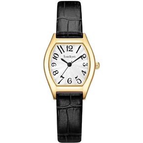 Barrel-Shaped Watch for Women with Easy Read Arabic Numerals Ladies Dress Watch