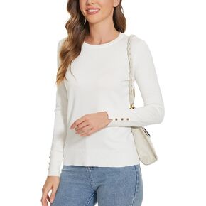 Sweaters for Women Striped Crew Neck Pullover Sweater Lightweight Long Sleeve Fall Knit Tops