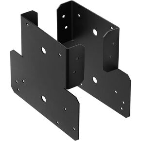 4Pcs (2 Set) 6x6 Black T Shaped Post to Beam Connector Roof Tie Bracket Adjustable Post Cap, Steel Truss Header Hanger Support, Timber Joist Anchor Connector, Thickness 14 Gauge