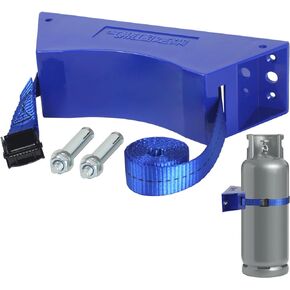 2PCS Propane Tank Holder Propane Tank Mount Gas Cylinder Holder high Quality ABS Gas Cylinder with Screws and Safety Chain Supported 4"-12",Supported 59inch ,for Cylinder Pack of 2(Blue)