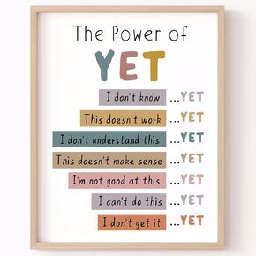 The Power of Yet Print, Therapy Office Decor, Boho Classroom Decor,School Counselor Decor,Educational Wall Art,School Supplies,Classroom Must Haves,Boys Girls Room Decor,No Framed (8x10 Inches)