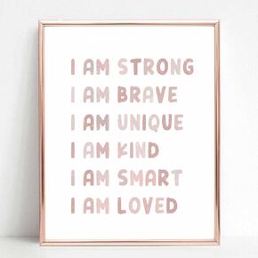 Girl Boho Nursery Decor, Girls Room Pink Decor, Inspirational Quotes, Positive Affirmations, Nursery Gift, Baby Room Wall Decor, Playroom Wall Decor, No Framed (8X10 INCH)