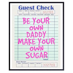 funny Quotes Wall Decor - Home Office Bedroom Decor for Women - Preppy Trendy Funky Indie Eclectic Cute Aesthetic Room Decor - Inspiration Motivation Pink Funny Sayings Guest Check Wall Art Poster