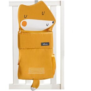SUNEVNO Hanging Baby Diaper Caddy Organizer Diaper Stacker, Baby Crib Hanging Classified Storage Bag Organizer for Changing Table Crib Playard or Wall & Nursery Organization (Gray Bear)