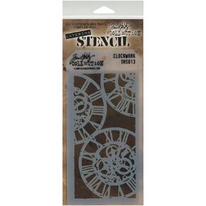 Stampers Anonymous Tim Holtz Layered Stencil, 4.125 by 8.5-Inch, Clockwork