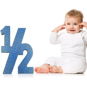 Pink Half Number Sign Glitter 1/2 Baby Birthday Party Decor for Kids Half Years Old Wood Centerpieces for Tables 6 Month Photo Prop Birthday Party Supplies for Girls Wooden Table Sign in Kuwait
