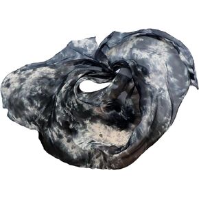 Winged Sirenny Exquisite Tie-Dye Belly Dance Real Silk Veil, Flowy Oriental Bellydance Silk Scarf,Hand Rolled Edges