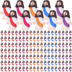 150 Packs Mini Jesus Figurines Bulk Easter Miniature Jesus Toys Christ Savior Jesus Doll Gifts Religious Jesus Figurines for Sunday School Craft Easter Eggs Stuffers Baptism Gift (Multicolor)