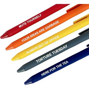Jxueych 7 Pcs Funny Ballpoint Pen Set Gift for Coworker, Days of The Week Daily Glitter Pen, Black Ink Medium Point 1.0 Mm Smooth Writing