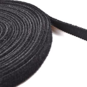 Cosmos Reusable Black Color Hook and Loop Fastening Cable Tape Tie Strap Cord Organizer, 1 cm / 0.39 inch Width, 5 Meters / 16 Feet Length