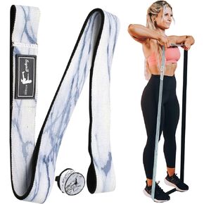 SuzieB Fitness Long Band for Women, Workout Legs, Shoulders, Arms and More - Light/Medium and Medium/Heavy Resistance in Tan and Black Cheetah, White and Black Marble, Dark Pink and Navy Tie Dye and Rainbow