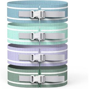 Adjustable Booty Band, Fabric Resistance Bands with Buckle, All-in-One, Non-Slip Bands for Women and Men, Hip Loops for Leg Squat Butt Glutes - Multicolour