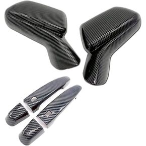 Carbon Fiber Print Door Mirror+Handle Cover Overlay Compatible With 2016-2021 Camaro