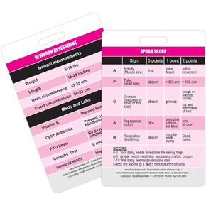APGAR Score Reference and Newborn Assessment Vertical Badge Card - Excellent Resource for Nurses, Nursing Clinicals, and RN Students - Great Nursing School Supplies and Accessories