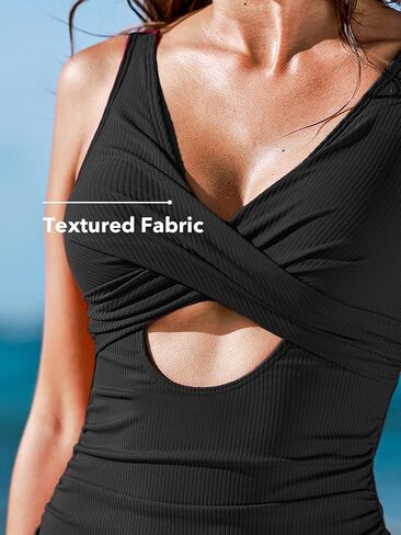 CUPSHE Women's One Piece Swimsuit Tummy Control V Neck Bathing Suit Wrap Cutout Ruched Wide Adjustable Straps in Saudi Arabia