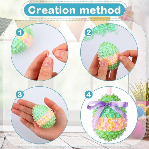 Liliful 20 Sets Easter Eggs Crafts Colorful Sequin Easter Egg Ornaments Kit Includes Foam Eggs Shiny Spring Hanging Egg Baubles Ornaments DIY Crafting for Easter Tree Holiday Party Decorations in Saudi Arabia