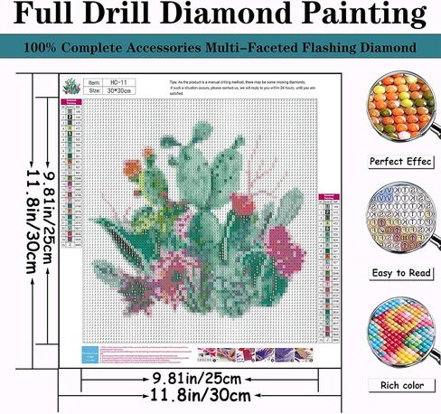 AREOPNMG 5D Cactus Diamond Painting Kits for Adults Beginners,DIY Plant Flower Diamond Art,Full Round Drill Diamond Dot Gem Art Kits,Home Wall Decor 12x12 Inch in Saudi Arabia