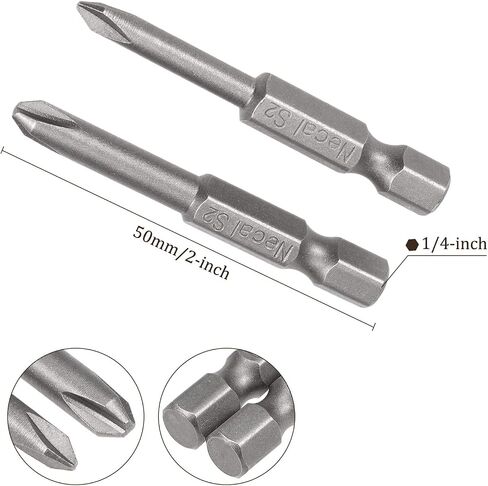 Tri-point Screwdriver Bit Set - [2 Inch x H1/4 x Y1 Y2] Hex Shank Magnetic Y-type Batch Head for Pneumatic or Power Tool Use, S2 Steel in Saudi Arabia
