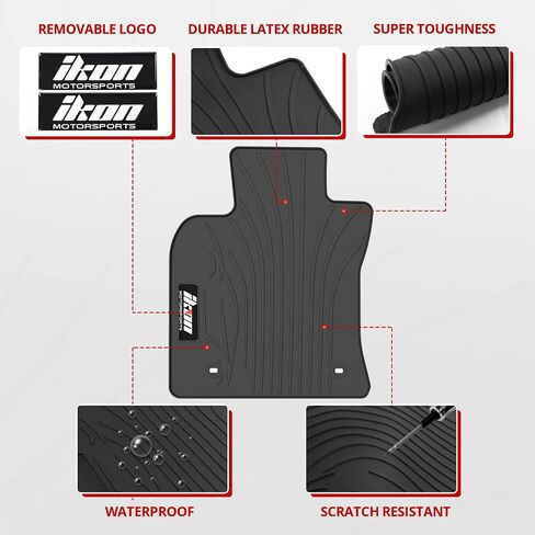 IKON MOTORSPORTS, Custom Fit Floor Mats Compatible with 2018-2024 Toyota Camry, Latex Rubber Heavy Duty All Weather Car Front Rear Carpets Liner 5PC Black, 2019 2020 2021 2022 in Kuwait