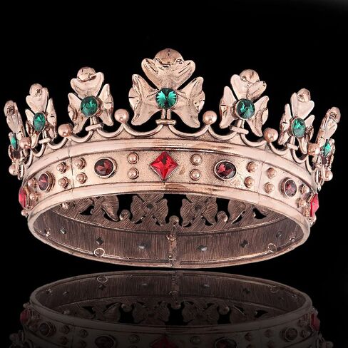 Baroque Royal Crown Men's Metal Prince Hair Crown Full Circle Birthday Party Hair Accessories For Halloween Costume Party Prom Pageant in Saudi Arabia