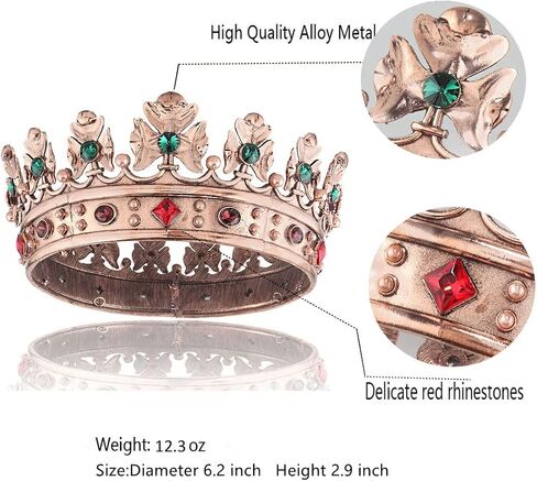 Baroque Royal Crown Men's Metal Prince Hair Crown Full Circle Birthday Party Hair Accessories For Halloween Costume Party Prom Pageant in Saudi Arabia