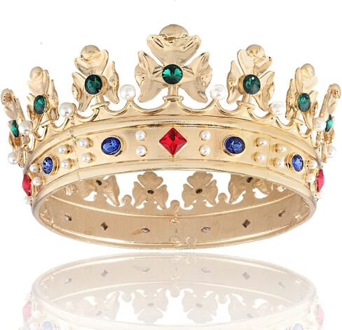 Baroque Royal Crown Men's Metal Prince Hair Crown Full Circle Birthday Party Hair Accessories For Halloween Costume Party Prom Pageant in Saudi Arabia