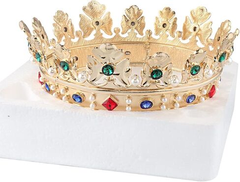 Baroque Royal Crown Men's Metal Prince Hair Crown Full Circle Birthday Party Hair Accessories For Halloween Costume Party Prom Pageant in Saudi Arabia