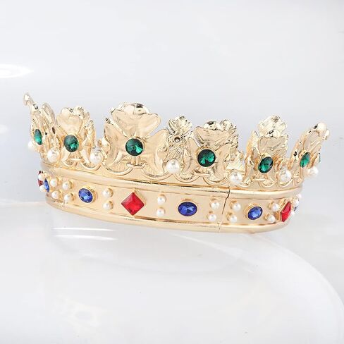 Baroque Royal Crown Men's Metal Prince Hair Crown Full Circle Birthday Party Hair Accessories For Halloween Costume Party Prom Pageant in Saudi Arabia