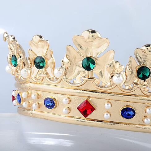 Baroque Royal Crown Men's Metal Prince Hair Crown Full Circle Birthday Party Hair Accessories For Halloween Costume Party Prom Pageant in Saudi Arabia
