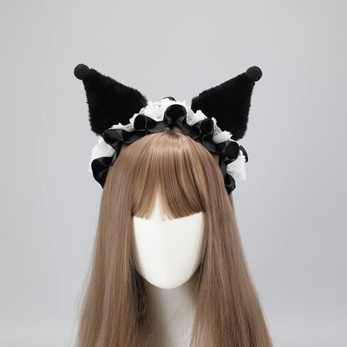 Kawaii Ear Headband Kuromi Hairpin Lolita Cosplay Cute Headwear Lace maid Hair Accessory Headband for Women Girls in Kuwait