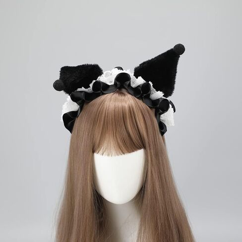 Kawaii Ear Headband Kuromi Hairpin Lolita Cosplay Cute Headwear Lace maid Hair Accessory Headband for Women Girls in Kuwait