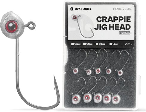 Fish Eye Crappie Jig Heads 20 Packs, Fishing Swimbait Jigs for Crappie,Trout,Bluegill Lure 1/32 1/16 3/32 1/8oz in Saudi Arabia