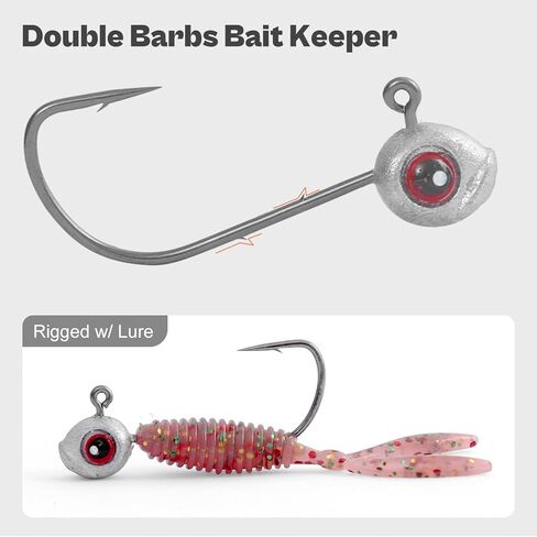 Fish Eye Crappie Jig Heads 20 Packs, Fishing Swimbait Jigs for Crappie,Trout,Bluegill Lure 1/32 1/16 3/32 1/8oz in Saudi Arabia