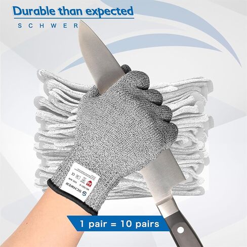 قفازات مقاومة للقطع من Schwer SlicePro ANSI A9، وقفازات قطع موثوقة بدرجة الغذاء، وقفازات الماندولين لتقطيع اللحوم في المطبخ، وصدم المحار، ومعالجة شرائح السمك، وأعمال الخشب، AR1501، L in Kuwait
