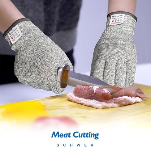 قفازات مقاومة للقطع من Schwer SlicePro ANSI A9، وقفازات قطع موثوقة بدرجة الغذاء، وقفازات الماندولين لتقطيع اللحوم في المطبخ، وصدم المحار، ومعالجة شرائح السمك، وأعمال الخشب، AR1501، L in Kuwait