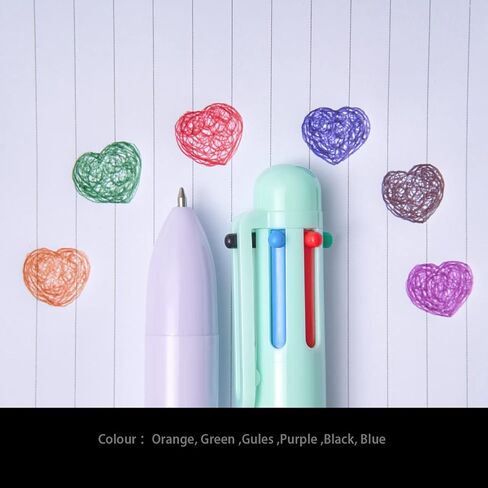 6 Pack 0.5mm 6-in-1 Multicolor Ballpoint Pen，6-Color Retractable Ballpoint Pens for Office School Supplies Students Children Gift in Saudi Arabia