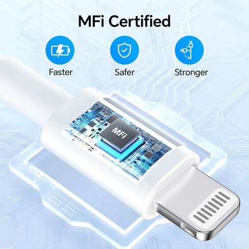 لشاحن iPhone، [معتمد من MFi] شاحن سريع لشحن iPhone، وكابل USB C بطول 6 أقدام إلى كابل Lightning وكتلة شاحن USB C 3.0 متوافقة مع iPhone 14/13/12/11/X/Pad (أبيض) in Kuwait