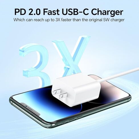 لشاحن iPhone، [معتمد من MFi] شاحن سريع لشحن iPhone، وكابل USB C بطول 6 أقدام إلى كابل Lightning وكتلة شاحن USB C 3.0 متوافقة مع iPhone 14/13/12/11/X/Pad (أبيض) in Kuwait
