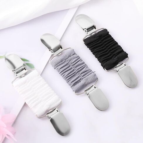 Dress Clips Back Cinch Clips 3PCS Sweater Clips Shawl Clips for Women Retro Cardigan Collar Clips Clothing Dress Clips for Fitting (Black + White + Gray) in Saudi Arabia