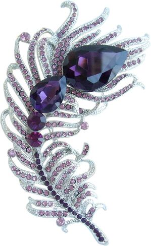 4.33" Rhinestone Crystal Peacock Feather Brooch Pin Pendant BZ5038 in Saudi Arabia