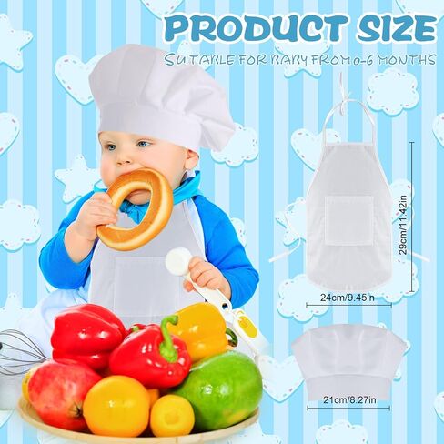 Foaincore Infant Chef Baby Hat and Apron Newborn Costume Baker Outfit Toddler Photography Props in Saudi Arabia