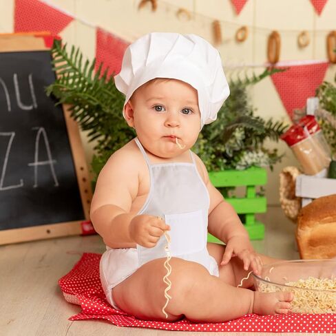 Foaincore Infant Chef Baby Hat and Apron Newborn Costume Baker Outfit Toddler Photography Props in Saudi Arabia