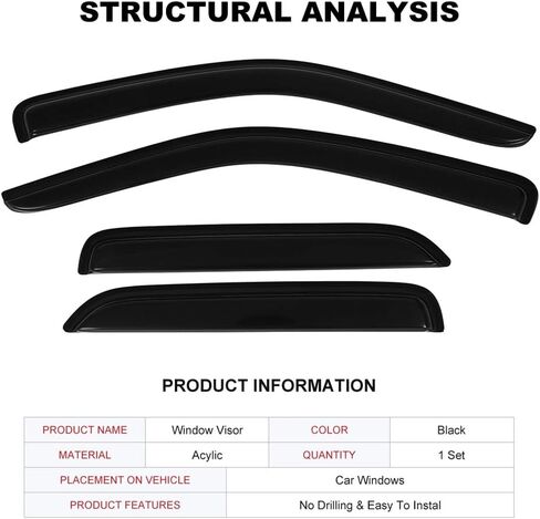 SCITOO Outside Mount Window Visor Deflector Rain Guard Dark Smoke, 4 Pcs Set Fit for 2001-2012 for Ford Escape in Saudi Arabia