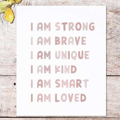 Girl Boho Nursery Decor, Girls Room Pink Decor, Inspirational Quotes, Positive Affirmations, Nursery Gift, Baby Room Wall Decor, Playroom Wall Decor, No Framed (8X10 INCH) in Saudi Arabia