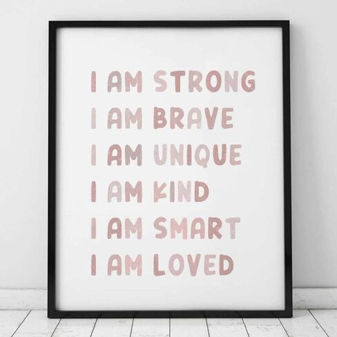 Girl Boho Nursery Decor, Girls Room Pink Decor, Inspirational Quotes, Positive Affirmations, Nursery Gift, Baby Room Wall Decor, Playroom Wall Decor, No Framed (8X10 INCH) in Saudi Arabia