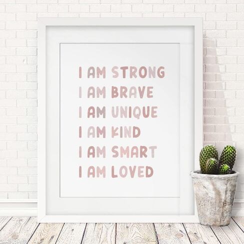 Girl Boho Nursery Decor, Girls Room Pink Decor, Inspirational Quotes, Positive Affirmations, Nursery Gift, Baby Room Wall Decor, Playroom Wall Decor, No Framed (8X10 INCH) in Saudi Arabia