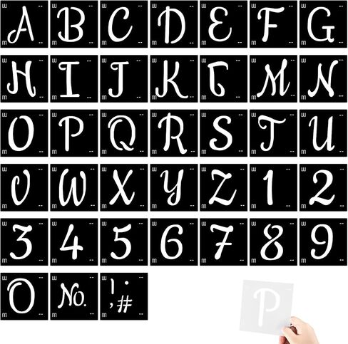 38 Pieces Letter Stencils Reusable Plastic Letter Number Templates Alphabet Art Craft Stencils Symbol Numbers Craft Stencils Interlocking Stencil Kit for Painting on Wood DIY Art Project (4 Inch) in Saudi Arabia