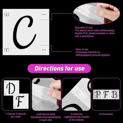 38 Pieces Letter Stencils Reusable Plastic Letter Number Templates Alphabet Art Craft Stencils Symbol Numbers Craft Stencils Interlocking Stencil Kit for Painting on Wood DIY Art Project (4 Inch) in Saudi Arabia